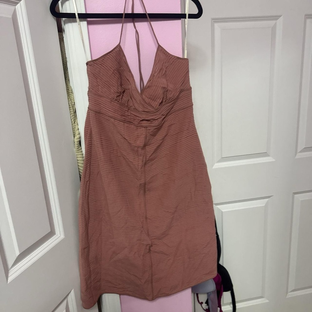 Zara Strappy Cowl Neck Mini Dress in Dusty Rose